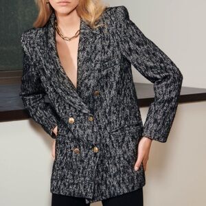 BRAND NEW Anine Bing Black & White Wool Blazer in Large